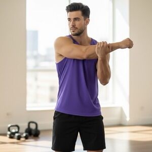 Alo Yoga Mens Tank Top Shirt XL Purple Performance Muscle Tank Gym Athletic Wear